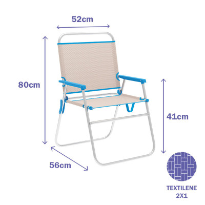 Chaise Pliante Marbueno Bleu Beige 52 x 80 x 56 cm Chaise Pliante Marbueno Bleu Beige 52 x 80 x 56 cm