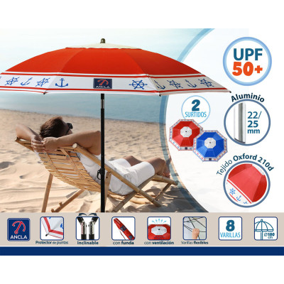 Parasol de plage Ø 180 cm SPF50 Ancre