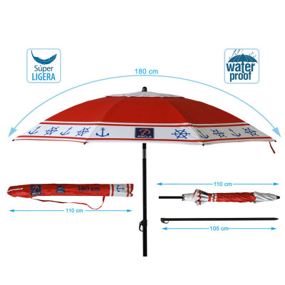 Parasol de plage Ø 180 cm SPF50 Ancre