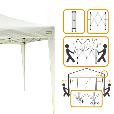 Tonnelle Aktive 300 x 250 x 300 cm Tissu Acier Blanc