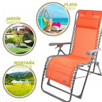 Chaise longue Aktive Textilène Orange 160 x 76 x 52 cm Chaise longue Aktive Textilène Orange 160 x 76 x 52 cm