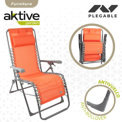 Chaise longue Aktive Textilène Orange 160 x 76 x 52 cm Chaise longue Aktive Textilène Orange 160 x 76 x 52 cm