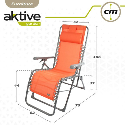 Chaise longue Aktive Textilène Orange 160 x 76 x 52 cm Chaise longue Aktive Textilène Orange 160 x 76 x 52 cm
