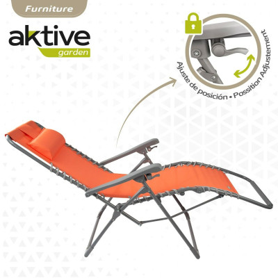 Chaise longue Aktive Textilène Orange 160 x 76 x 52 cm Chaise longue Aktive Textilène Orange 160 x 76 x 52 cm
