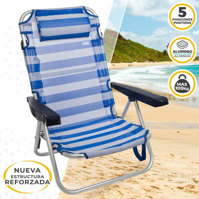 Chaise de Plage Aktive Pliable Coussin Blanc Bleu 48 x 84 x 46 cm (2 Unités) Chaise de Plage Aktive Pliable Coussin Blanc Bleu 48 x 84 x 46 cm (2 Unités)