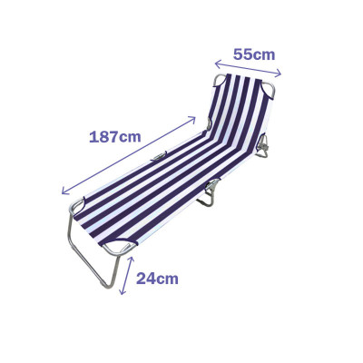Chaise longue Marbueno Rayures Bleu Blanc 187 x 24 x 55 cm Chaise longue Marbueno Rayures Bleu Blanc 187 x 24 x 55 cm