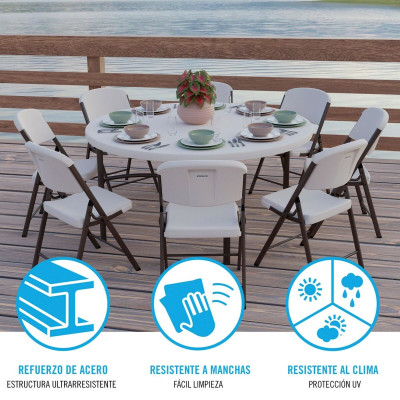 Table d'appoint Lifetime Crème 152 x 74 x 152 cm Acier Plastique Table d'appoint Lifetime Crème 152 x 74 x 152 cm Acier Plastique