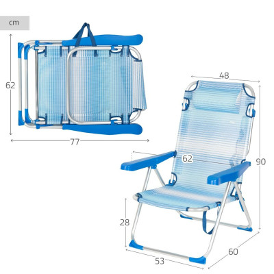 Chaise de Plage Aktive 48 x 90 x 60 cm (2 Unités) Chaise de Plage Aktive 48 x 90 x 60 cm (2 Unités)