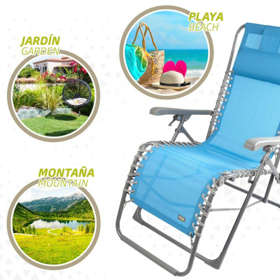 Chaise longue Aktive Textilène Bleu 160 x 76 x 52 cm Chaise longue Aktive Textilène Bleu 160 x 76 x 52 cm