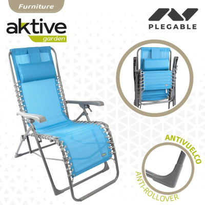 Chaise longue Aktive Textilène Bleu 160 x 76 x 52 cm Chaise longue Aktive Textilène Bleu 160 x 76 x 52 cm