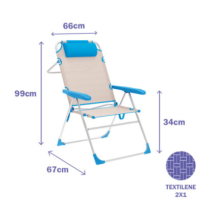 Chaise Pliante Marbueno Bleu Beige 67 x 99 x 66 cm Chaise Pliante Marbueno Bleu Beige 67 x 99 x 66 cm