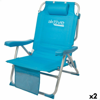 Chaise Pliante avec Repose-Tête Aktive 49 x 80 x 58 cm Bleu (2 Unités) Chaise Pliante avec Repose-Tête Aktive 49 x 80 x 58 cm Bleu (2 Unités)