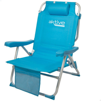 Chaise Pliante avec Repose-Tête Aktive 49 x 80 x 58 cm Bleu (2 Unités) Chaise Pliante avec Repose-Tête Aktive 49 x 80 x 58 cm Bleu (2 Unités)