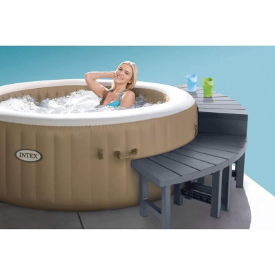 Entourage de spa 4 places rond - INTEX - 28515 - 2 pieces medium  2 pieces hautes - Léger et résistant UV