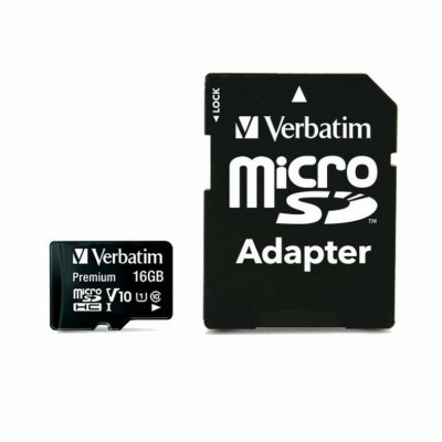 Carte Mémoire Micro SD avec Adaptateur Verbatim Noir 16 GB