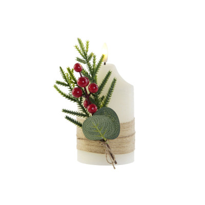 Bougie LED DKD Home Decor Blanc 7 x 7 x 12 cm (AA)