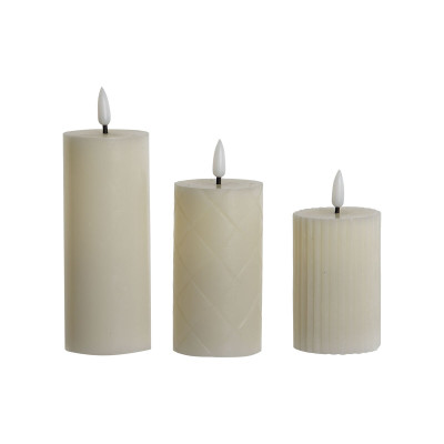 Bougie LED Home ESPRIT Beige 5,5 x 5,5 x 13,5 cm (AA)