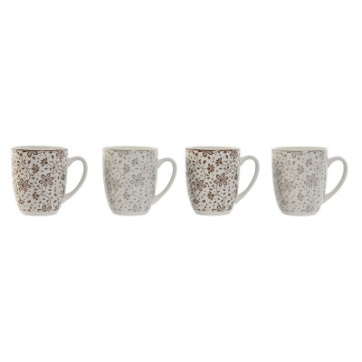 Ensemble de 4 mugs Home ESPRIT Marron Beige Fleurs 340 ml