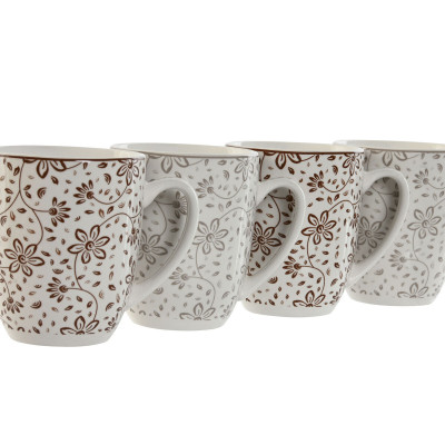Ensemble de 4 mugs Home ESPRIT Marron Beige Fleurs 340 ml