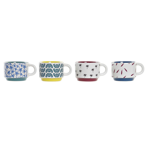 Ensemble de tasses à café DKD Home Decor Multicouleur Grès (150 ml)