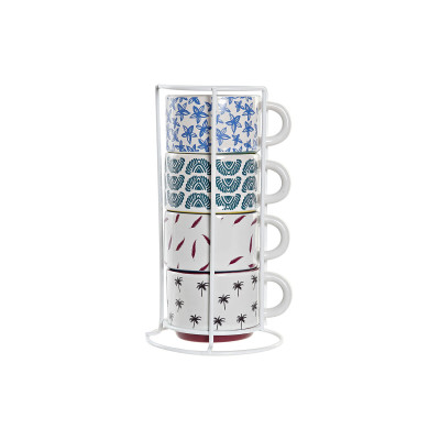 Ensemble de tasses à café DKD Home Decor Multicouleur Grès (150 ml)