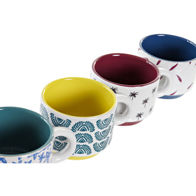 Ensemble de tasses à café DKD Home Decor Multicouleur Grès (150 ml)
