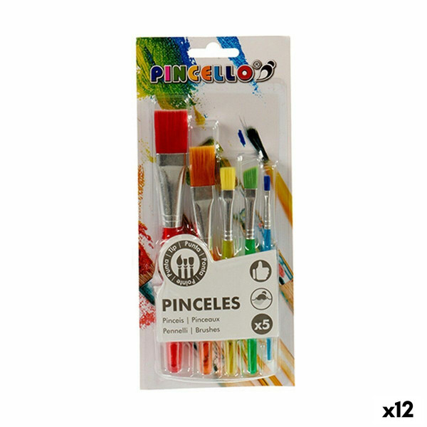 Pinceaux Multicouleur Lot Poil Fer blanc Plastique (12 Unités)