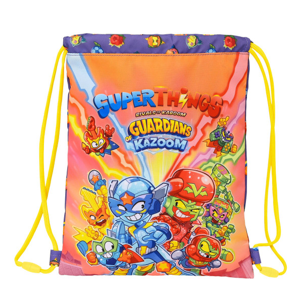 Sac à dos serré par des ficelles SuperThings Guardians of Kazoom Violet Jaune (26 x 34 x 1 cm)