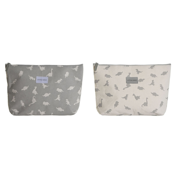 Nécessaire de Voyage DKD Home Decor Blanc Gris Coton 33 x 8 x 21 cm (2 Unités)