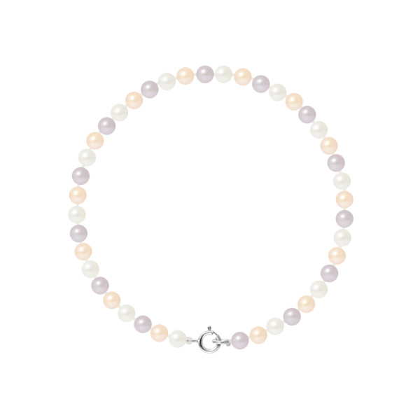 PERLINEA- Bracelet Perles de Culture Ronde 4-5 mm Multicolor- Bijou Femme
