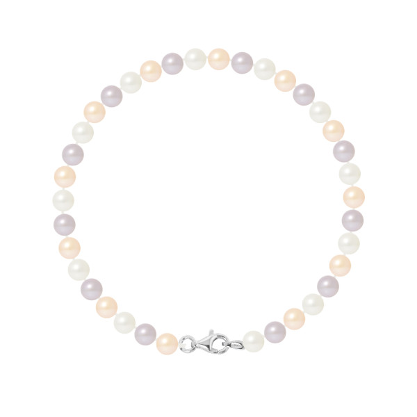 PERLINEA- Bracelet Perles de Culture Ronde 5-6 mm Multicolor- Bijou Femme