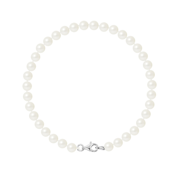 PERLINEA- Bracelet Perles de Culture Ronde 5-6 mm Blanc Naturel- Bijou Femme