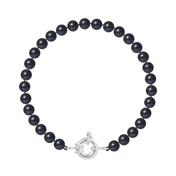 PERLINEA- Bracelet Perles de Culture Ronde 6-7  mm Black Tahiti- Bijou Femme