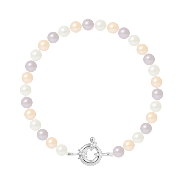 PERLINEA- Bracelet Perles de Culture Ronde 6-7  mm Multicolor- Bijou Femme