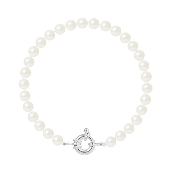 PERLINEA- | Bracelet Perles de Culture Ronde 6-7  mm Blanc Naturel- Bijou Femme