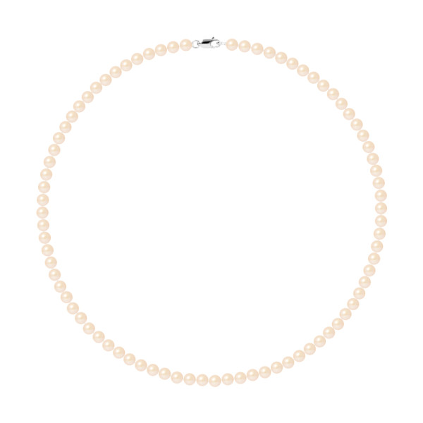 PERLINEA- Collier Perles de Culture Ronde 5-6 mm Rose- Bijou Femme