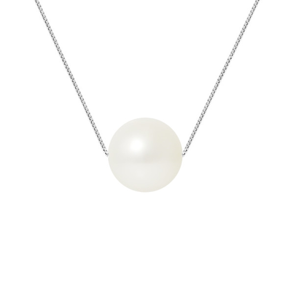 PERLINEA- Collier Perles de Culture- Diamètre 9-10 mm Blanc- Bijou Femme
