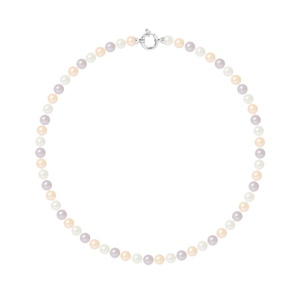 PERLINEA- Collier Perles de Culture Ronde 6-7  mm Multicolor- Bijou Femme