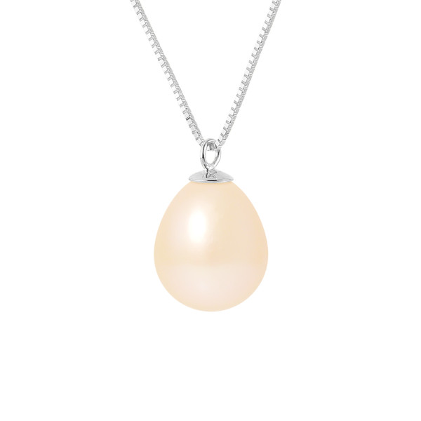 PERLINEA- Collier Perles de Culture- Diamètre 9-10 mm Rose Naturel- Bijou Femme