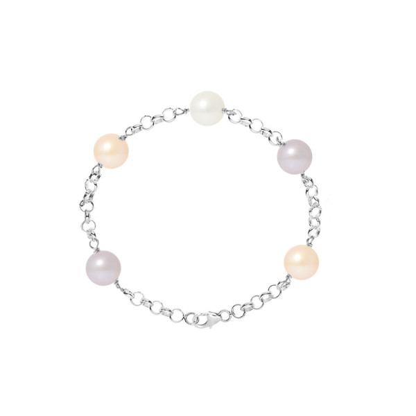 PERLINEA- Bracelet Perles de Culture- Diamètre 9-10 mm Multicolor- Bijou Femme 
