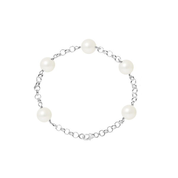 PERLINEA- Bracelet Perles de Culture- Diamètre 9-10 mm Blanc- Bijou Femme 