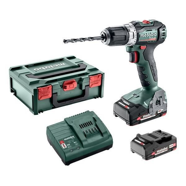 Perceuse visseuse brushless sans fil 18V 55Nm mandrin 13mm 2 batteries 2Ah  chargeur  Metabox145 - METABO - BS 18 L BL